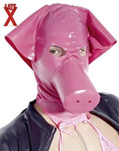 Masque de cochon en latex avec lequel vous pourrez jouer aux animaux lors de jeux de domination.