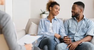 Loving Black Couple Visiting Therapy Session At Psychologist