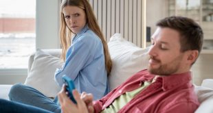 Marital discord, crisis in family relations caused by husband smartphone addiction, neglecting wife