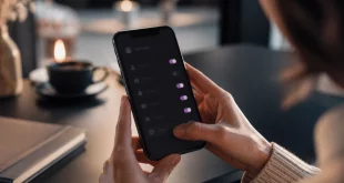 confidentialité site de rencontres privées — Smartphone sur un bureau affichant des réglages de confidentialité d’une application de rencontre